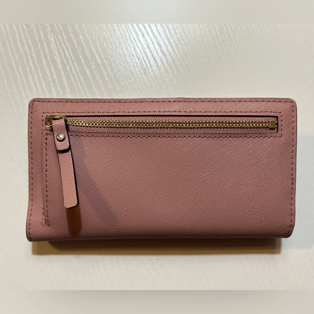 Like new Kate spade leather mauve dusty pink 2 fold wallet